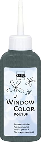 KREUL 42771 - Window Color Konturenfarbe, grau 80 ml, zur besseren Abgrenzung von Motiven, für glatte Oberflächen wie Glas, Spiegel und Fliesen von KREUL