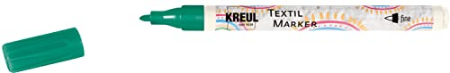 KREUL 90666 - Textil Marker fine, Grün, Strichstärke circa 1 bis 2 mm, Stoffmalstift für helle Stoffe & Textilien, waschecht nach Fixierung von Kreul