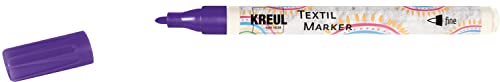 KREUL 90669 - Textil Marker fine, violett, mit unempfindlicher Faserspitze, Strichstärke circa 1 bis 2 mm, Stoffmalstift für helle Stoffe und Textilien, waschecht nach Fixierung von Kreul