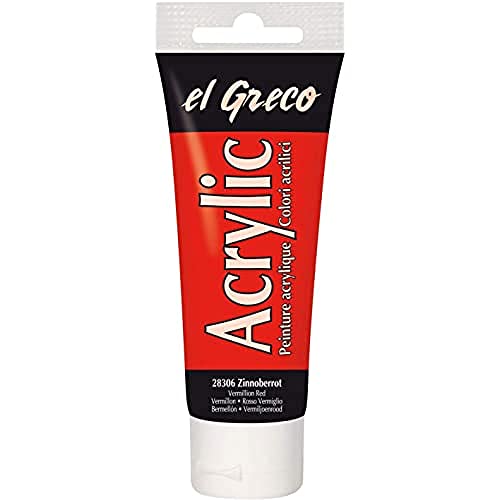 KREUL 28306 - El Greco Acrylic, 75 ml Tube in zinnoberrot, hochpigmentierte, glänzende Acrylfarbe in Studienqualität, buttrig vermalbar, für pastose Malerei von Kreul