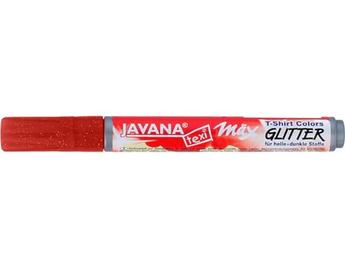 KREUL 92671 - Javana Texi Mäx Glitter, kupfer, mit Rundspitze ca. 2 - 4 mm, Stoffmalstift für helle und dunkle Stoffe, mit Glitzereffekt, waschecht nach Fixierung von Kreul