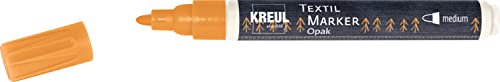 KREUL 92762 - Textil Marker Opak medium, orange, mit Rundspitze, Strichstärke circa 2 bis 4 mm, deckender Stoffmalstift zum Gestalten von hellen und dunklen Stoffen, waschecht nach Fixierung von Kreul