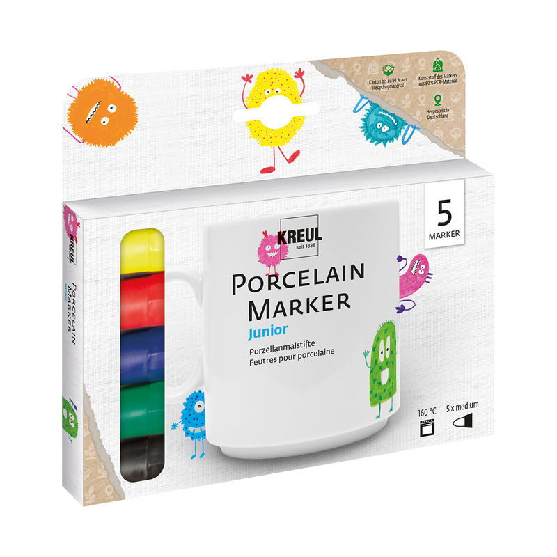 Porzellan-Malstifte Porcelain Medium Junior 5Er-Set von KREUL Hobby Line