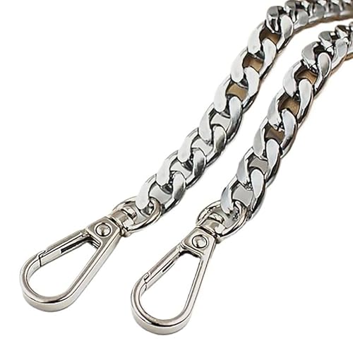 KRIECK Handtasche Kette,Taschenkette 120 cm Metall-Aluminium-Taschenkette, Ersatzteile, Zubehör for Schulterhandtaschen, DIY, handgefertigte, abnehmbare Träger(Silver,9.5MMX40CM) von KRIECK