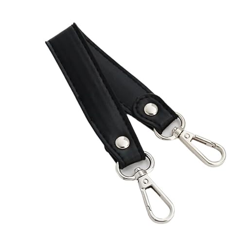 KRIECK Handtasche Kette,Taschenkette 28 cm Kurze PU-Leder-Umhängetaschenriemen, Taschengriffe, DIY-Ersatz-Geldbörsengriff for Handtaschengürtel, Riemen, Taschenzubehör(Black Silver Buckle) von KRIECK