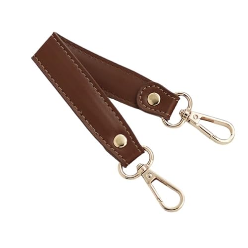 KRIECK Handtasche Kette,Taschenkette 28 cm Kurze PU-Leder-Umhängetaschenriemen, Taschengriffe, DIY-Ersatz-Geldbörsengriff for Handtaschengürtel, Riemen, Taschenzubehör(Coffee Gold Buckle) von KRIECK