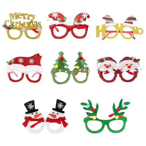 KRISFD Weihnachtsfeier Brille， 6 Stück Weihnachtsbrillen， Weihnachten Brille Party Rahmen Weihnachtsdekoration Brillen Weihnachten Hüte Party Favors Für Kinder Und Erwachsene von KRISFD