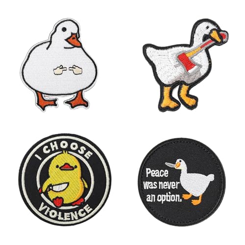 Lässig Patches Patch Klett Lustig 4 Stück Gänse Patches Klett Militär Weiße Gans Patch Hook & Loop Embroidered Applique Patch für Rucksäcke Jacken Hüte Hundegeschirre Westen von KRISFD