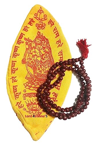 KRISHANA EXPORT STORE 1 x Lal Chandan Mala + 1 x Gaumukhi Tasche für Krishna, Japa und Meditation von KRISHANA EXPORT STORE