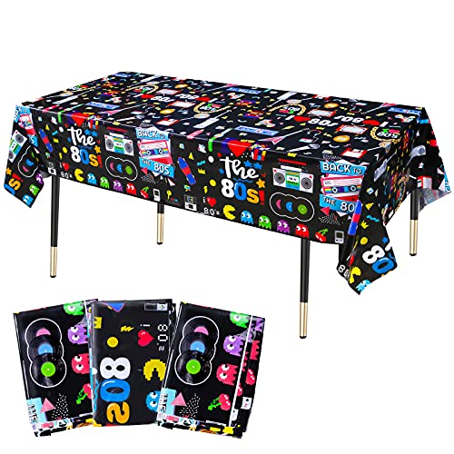 KRUCE Party-Tischdecken im 80er-Jahre-Stil, Kunststoff-Tischdecke, 80er-Jahre-Hip-Hop-Thema, Geburtstagsparty-Dekorationen, 220 x 130 cm, 3 Stück von KRUCE
