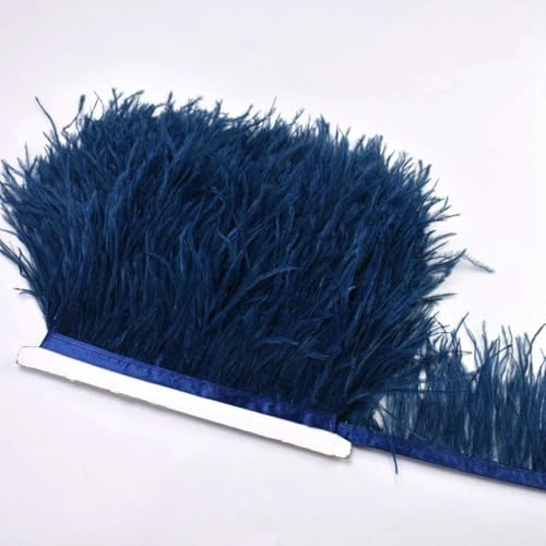 1 m 8–10 cm weiße Straußenfedern, Besatz, Basteln, DIY-Federn, Band, handgefertigter Kopfschmuck – Marineblau – 1 Meter von KRVDGR