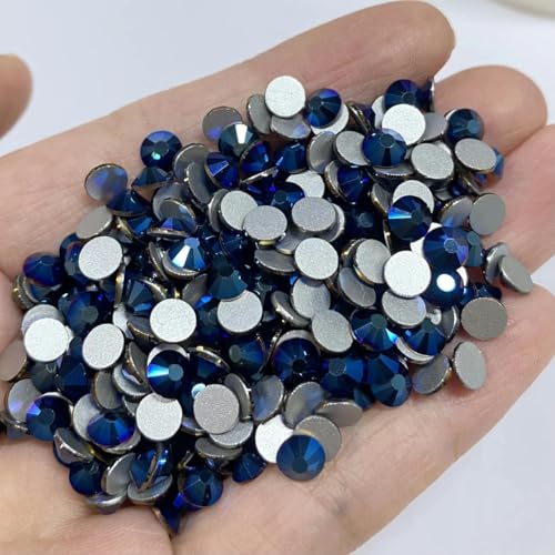 Flache Rückseite, blaue Kristallglassteine, zum Aufkleben, DIY-Zubehör für Nagelkunst, Kleid, Metallic-Blau, S 30, 288 Stück von KRVDGR