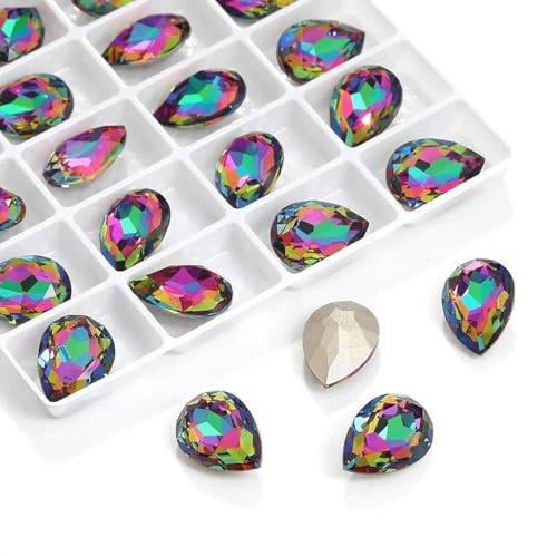 Glitzerkristalle in allen Größen, glänzende Perlen, 13 x 18 mm, 24 Stück von KRVDGR