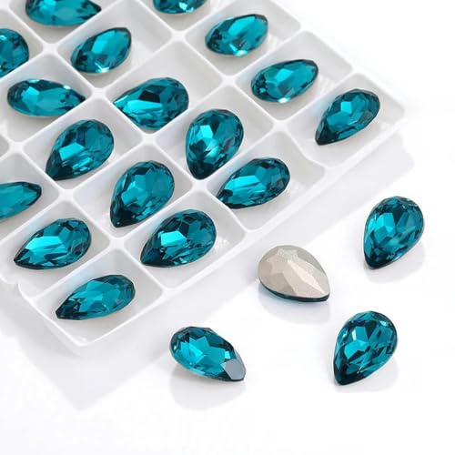 Glitzerkristalle in allen Größen, glänzende Perlen, Blau, 10 x 14 mm, 36 Stück von KRVDGR