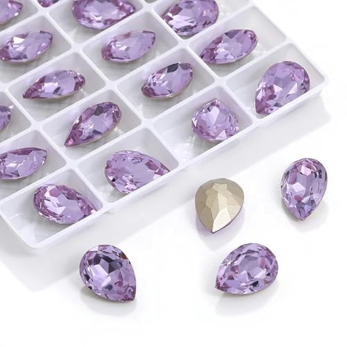 Glitzerkristalle in allen Größen, glänzende Perlen, Violett, 10 x 14 mm, 36 Stück von KRVDGR