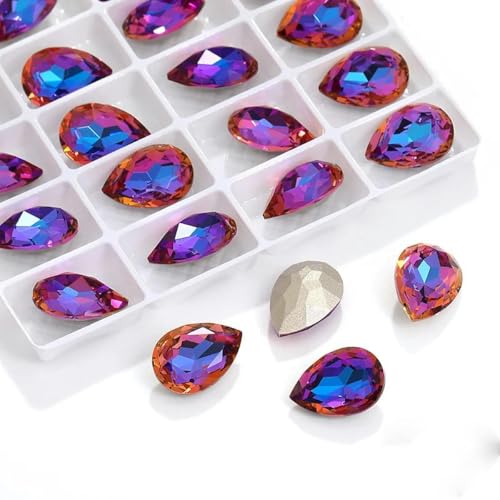 Glitzerkristalle in allen Größen, glänzende Perlen, Violettblau, 10 x 14 mm, 36 Stück von KRVDGR