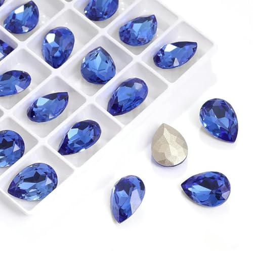 Glitzerkristalle in allen Größen, glänzende Perlen, blauer Edelstein, 13 x 18 mm, 24 Stück von KRVDGR