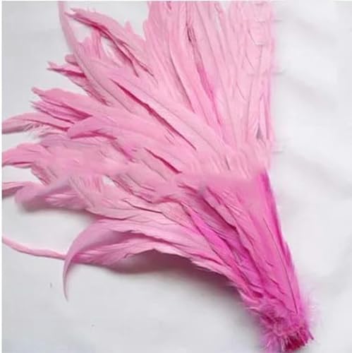 Hahnenschwanzfedern, 100 Stück, 25–45 cm, rosa/rot, für DIY-Kleidung, Schmuck, Dekoration, Party, Bühnenauftritt, rosa, 35–40 cm von KRVDGR