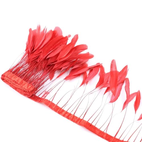 Rote Hühnerfedern-Besatz, Fasanenfedern-Band für Kostümpartykleid, SeAccessory, 15–20 cm, 6–8-rot-15–20 cm von KRVDGR