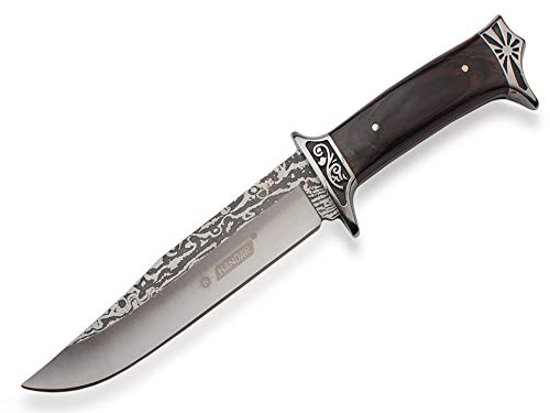 KS-11 31cm großes edel Bowie-Messer mit Damaststruktur - Waidmann Messer - Hunting-Knife - Jagdmesser - Jäger Messer - Hirschfänger - Abfangmesser Outdorr-Messer-Set inklusive Messertasche von KS-11