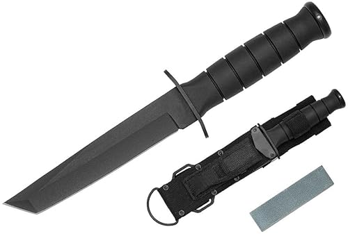 KS-11 Tanto Knife Outdoor Messer Robuste 440er Edelstahl Klinge – Survival Messer mit rutschfesten Griff ideal zur Bushcraft Ausrüstung - Schnitzmesser von KS-11