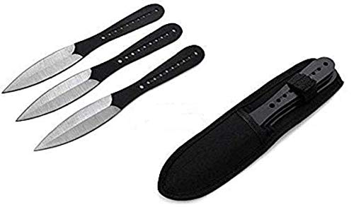 KS-11 Wurfmesser Darts SET Black Edition – 3 Hochwertige Ausbalancierte Kunai Messer Inklusive Holster mit Gürtelclip – Etui – Selbstverteidigung – Outdoor Abenteuer Messerwerfen von KS-11