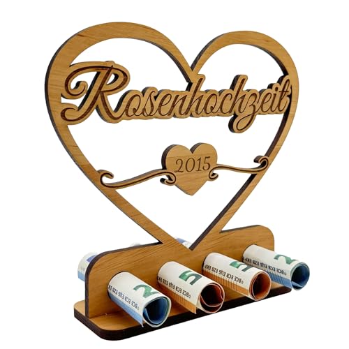 Personalisierte Hochzeitstag Geschenke zur Rosenhochzeit für Frauen, Männer, Paare 10 jähriges Jubiläum der Hochzeit -Geldgeschenke Verpackung, Jahrestag, Ehegeschenke von KS Laserdesign