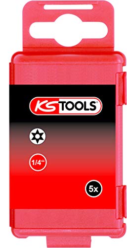 KS Tools 918.3661 1/4" TORSIONpower Bit TX, 75mm, TB20, mit Bohrung, 5er Pack von KS Tools