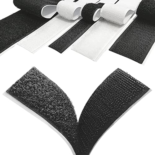 KS24 Products KLETTSTREIFEN SELBSTKLEBEND | Klettband | 5 x Set Haken + Flausch | 15 cm lang, verschiedene Breiten, schwarz oder weiß [10 x 15 cm weiß] von KS24 Products