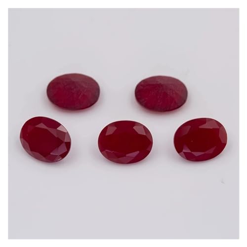 KSDFASS NIANWANG Größe 2x3mm-13x18mm Ovale Form Lose Glasperlen Meerblau Rosa Rot Weiß Violett Grün Synthetischer Edelstein for Schmuck(AQ26 Red,10x14mm 50pcs) von KSDFASS