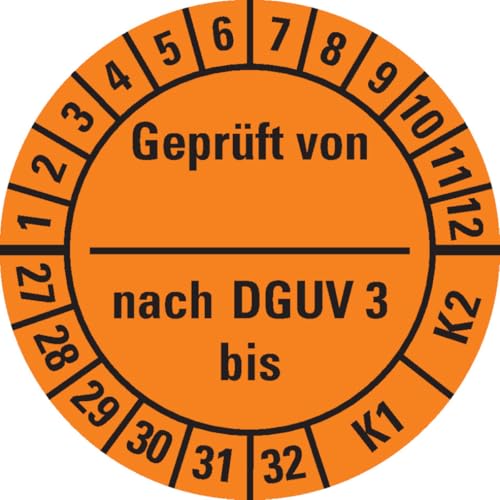 KSIGN Mehrjahresprüfplakette Geprüft von nach DGUV Vorschrift 3, Kontrolljahre 2025–2030, Ø 30 mm, 500 Stück KSIGN Mehrjahresprüfplakette Geprüft von nach DGUV Vorschrift 3, Kontrolljahre 2025–2030, Ø 30 mm, 500 Stück von KSIGN