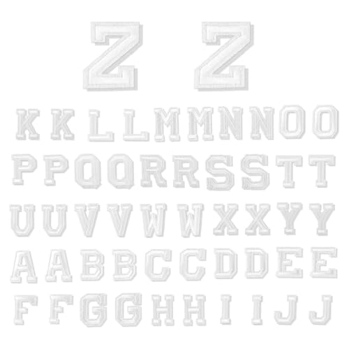 KSIUW Alphabet Applikation Aufnäher Weiß - 52 pcs Aufbügeln von Buchstaben Patches Alphabet Applique Patches Nähen Sie Applikationen mit Gestickten A-Z Letter Dekorativen Reparaturpatches von KSIUW