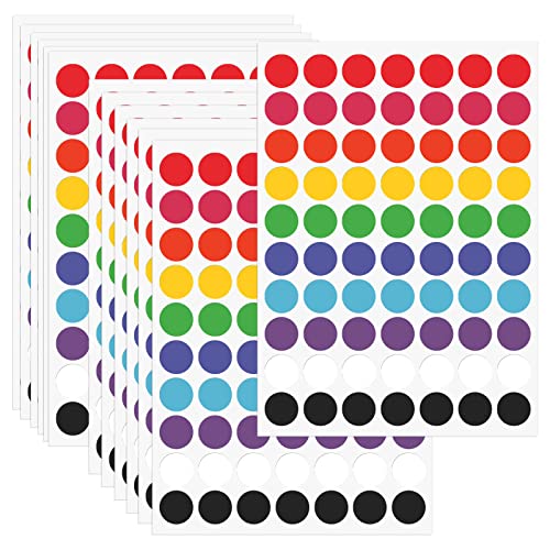 KSIWRE 1260 Stück farbcodierte Etikettenaufkleber, selbstklebende Kodierungskreis-Punkt-Aufkleber, 1,9 cm runde farbige Etiketten-Aufkleber für Kinder, Schule, Büro, Zuhause, Artikelklassifizierung von KSIWRE