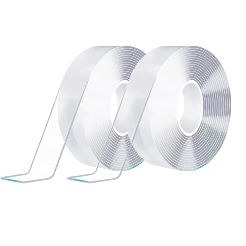 KSUKTSW 2 Rollen Doppelseitiges Klebeband Extra Stark, 6M Nano Double Sided Tape, Multifunktionales Transparent Nano Klebeband, Abnehmbar Spurlos Klebeband, für Teppich, Küche, Party, Foto-Poster von KSUKTSW