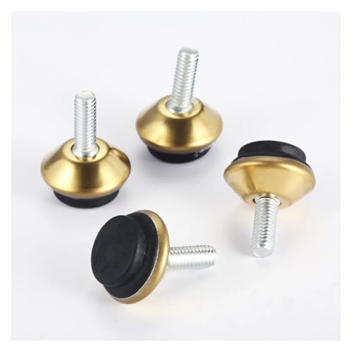 KSeSii 4 Stück M6 x 15 mm drehbare Möbelbein-Nivellierfüße, Gleitfüße, verstellbare Nivellierfüße, schwarze Basis for Tische, Stühle, Schränke, Riser(Gold) von KSeSii