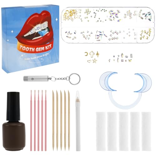 139 Pcs Zahnstein Schmuck Set Ultra Sicher Komfortabel mit 120 Kristalle DIY Tooth Gem Kit Einfache Anwendung Zahnschmuck Set Langanhaltende Aufbewahrung Zahn Edelstein Kit für Party Daliy Leben von KTCINA