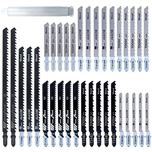 35 Pcs Stichsägeblatt Set 8 Arten Stichsägeblätter T-Schaft T101B/T101AO/etc. Kohlenstoffstahl Stark Stichsägeblätter Set Schnellarbeitsstahl Stichsägen Zubehör für Holz Kunststoff Metall von KTCINA