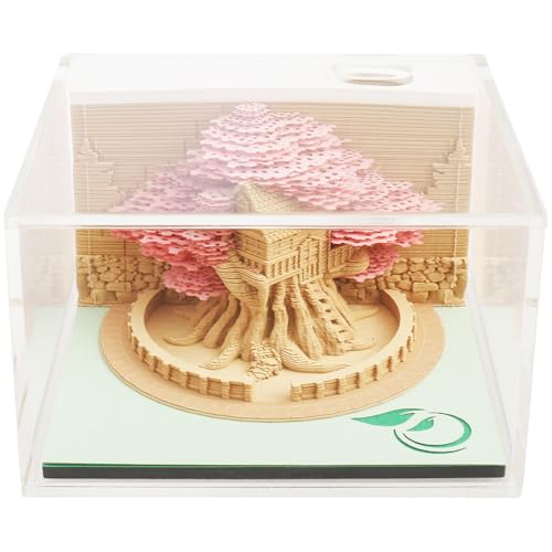 3D Notizblock 3D Memo Pad 2025 mit Acryl-Schutzhülle 3D Haftnotizen Kreative Exquisit Haftnotizen Klebezettel Papierskulptur Desktop Ornament Geschenkbox-Verpackung (Ros) von KTCINA