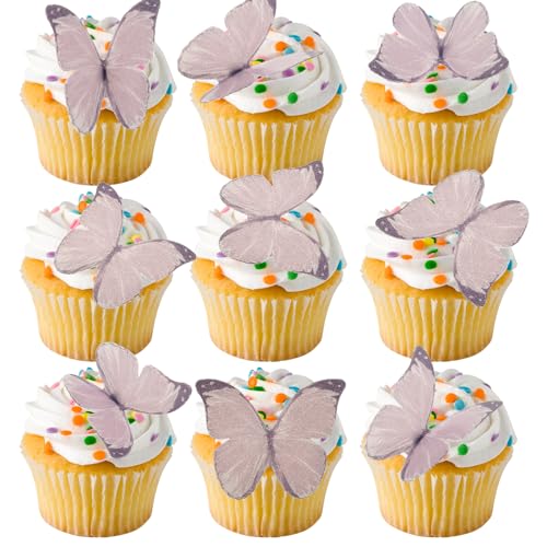 450 Stück Essbare Schmetterlinge Tortendeko Schmetterlinge Aus Esspapier Essbare Cupcake Topper Für Hochzeit Geburtstag Babyparty Partyzubehör (Lila) von KTCINA