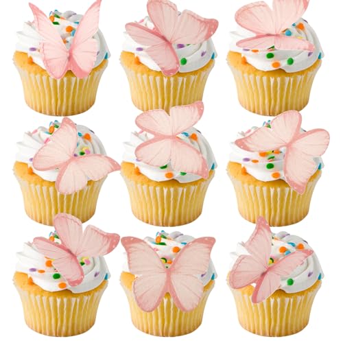 450 Stück Essbare Schmetterlinge Tortendeko Schmetterlinge Aus Esspapier Essbare Cupcake Topper Für Hochzeit Geburtstag Babyparty Partyzubehör (Rosa) von KTCINA