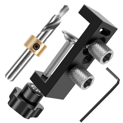 Bohrschablone 110 x 29 x 38 mm Präzise Positionierung Universal Selbstzentrierende Bohrschablone 3-in-1 Pocket Hole Jig Kit Dübel-Jig-Kit Bohrführungen Holzdübel Bohrschablone (Stil2) von KTCINA