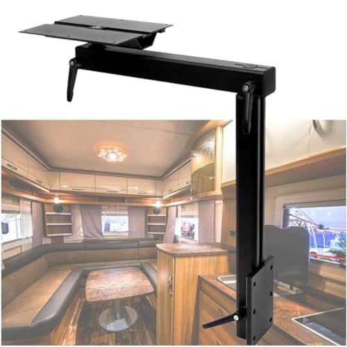 Tischbein abnehmbar höhenverstellbar drehbar wohnmobil, Tischbein klappbar camping RV-Tischhalterung aus Aluminiumlegierung für Wohnmobile, Yachten, Wohnmobile, Wohnwagen, große Fahrzeuge(Color:Black) von KTLSHY