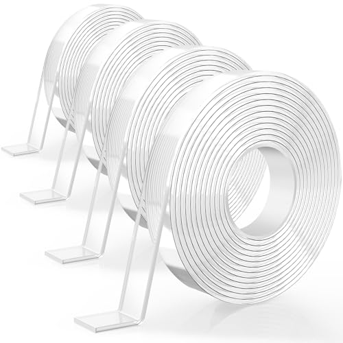 KTRIO 3M Doppelseitiges Klebeband, 12m Länge –Wiederverwendbar & Waschbar, Rückstandslos Entfernbar – Ideal für Home, Büro & Outdoor Anwendungen（4 Roll） von KTRIO