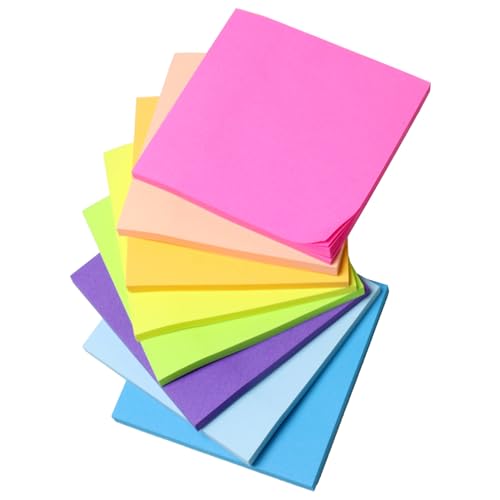 KU 8 Pack Sticky Notes Farbige Haftnotizen Klebezettel zum Beschriften Wiederaufklebbar 76 x 76 mm, Leicht zu Beschreiben für Zuhause Büro Schule Sitzung(50 Blätter/Block) von KU