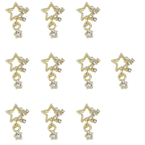 10 Stück Stern-Charm-Anhänger baumelnde Stern-Nägel, 3D-Strasssteine, Stern-Charm-Dekorationen für Frauen von KUAIYIJU