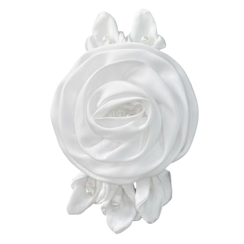 16 cm 3D-Rosen-Applikation mit Perlen für handgefertigte Hochzeitskleid, Nähblume für Kleid, Schal, Mütze, zum Aufnähen von Dekorationen von KUAIYIJU