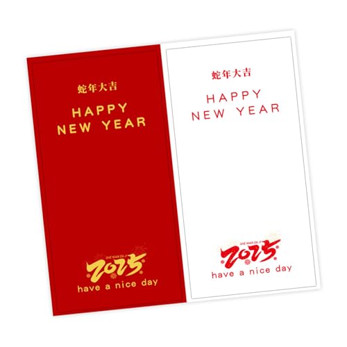 50 Stück Aufkleber "Happy New Year", 5,1 x 10,2 cm, rechteckig, selbstklebende Verpackungsetiketten für Umschläge, Verpackungen von KUAIYIJU