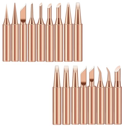 KUBDPQOR 17 Stück Lötspitzen Reines Kupfer Lötspitze Set 900M-T Lötkolben Ersatzlötspitzen Multifunktion Lötkolben Spitzen Bleifrei Lötkolben Ersatzkopf Passend für Die Meisten Lötkolben & Lötstation von KUBDPQOR