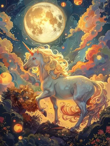 5D Diamond Painting Horse, Mond Diamond Painting Erwachsene, DIY Vollbohrer Diamanten Malerei Stickerei Kreuzstich Set, Mosaikherstellung Kunst für Deko Wohnzimmer, Geschenke für Frauen 60X80cm 0-4128 5D Diamond Painting Horse, Mond Diamond Painting Erwachsene, DIY Vollbohrer Diamanten Malerei Stickerei Kreuzstich Set, Mosaikherstellung Kunst für Deko Wohnzimmer, Geschenke für Frauen 60X80cm 0-4128 von KUEAJIOU
