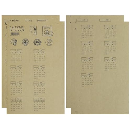 Kalender Sticker 2PCS – Selbstklebende Planer Sticker aus Kraftpapier, Handgeschriebene Jahreskalender Aufkleber für Notizbuch, Planer und Kalender Planung von KUEEA